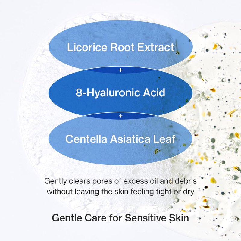 YUMU Licorice Deep Pore Facial Cleanser, for Double Cleansing, Centella Asiatica + Ceramide NP + Glycerin, Hydrating Gel Cleanser, Blackhead Remover, Korean Skincare (150ml/5.07 fl.oz.)