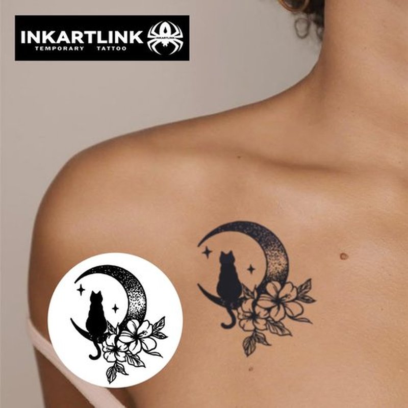 INKARTLINK Semi Permanent Tattoos, Realistic Cat Tattoos, Temporary Tattoos, Adult Art Designs, Party Favors, Waterproof, No Adhesive, No Reflective, Lasts 1-2 Weeks (Miss Cat)