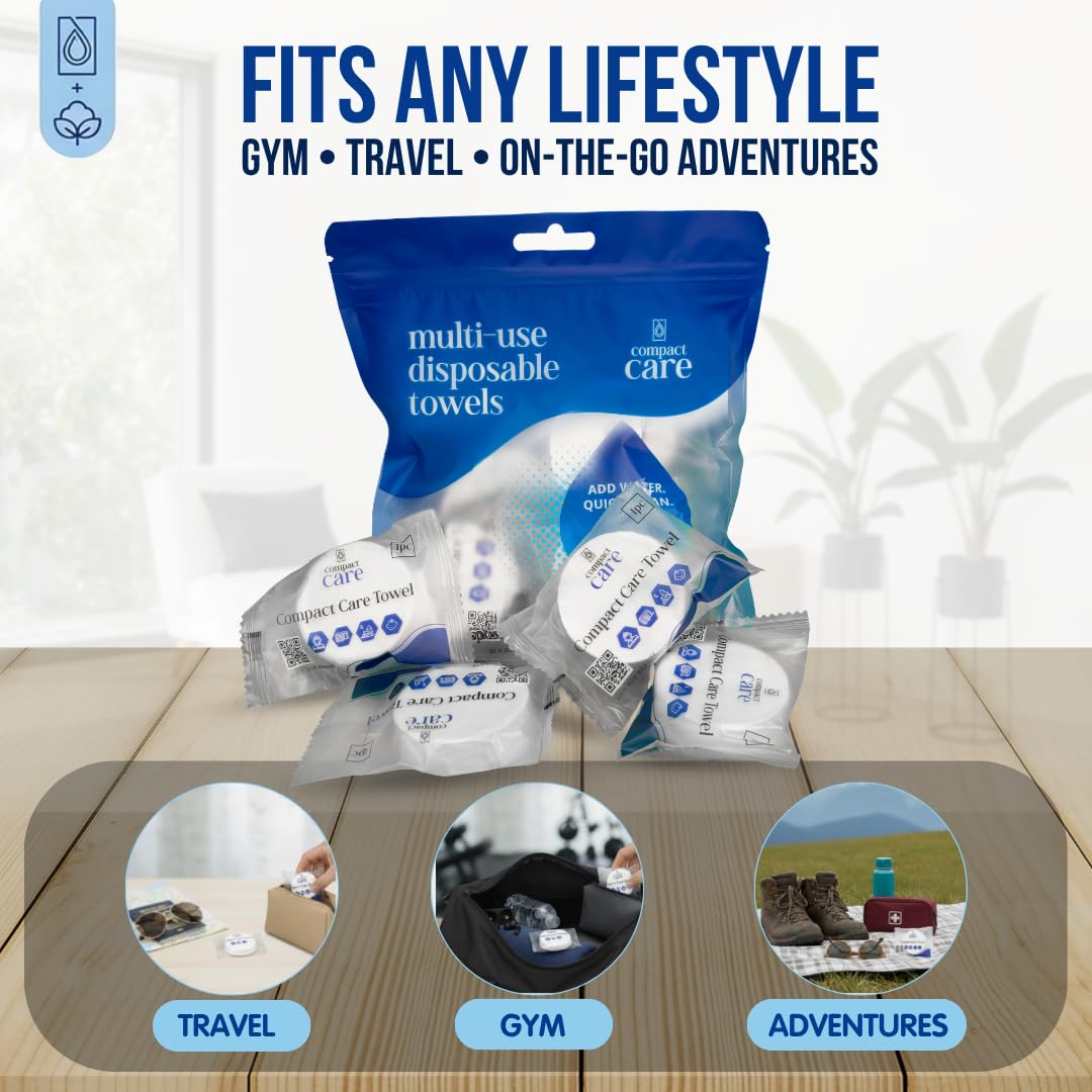Compressed Towels 12 Pack - 100% Cotton Disposable Face Towels - Expandable Travel Towel Tablets - Disposable Towels for Camping, Hiking, Travel, Home & Personal Hygiene - Chemical-Free Hand Towels