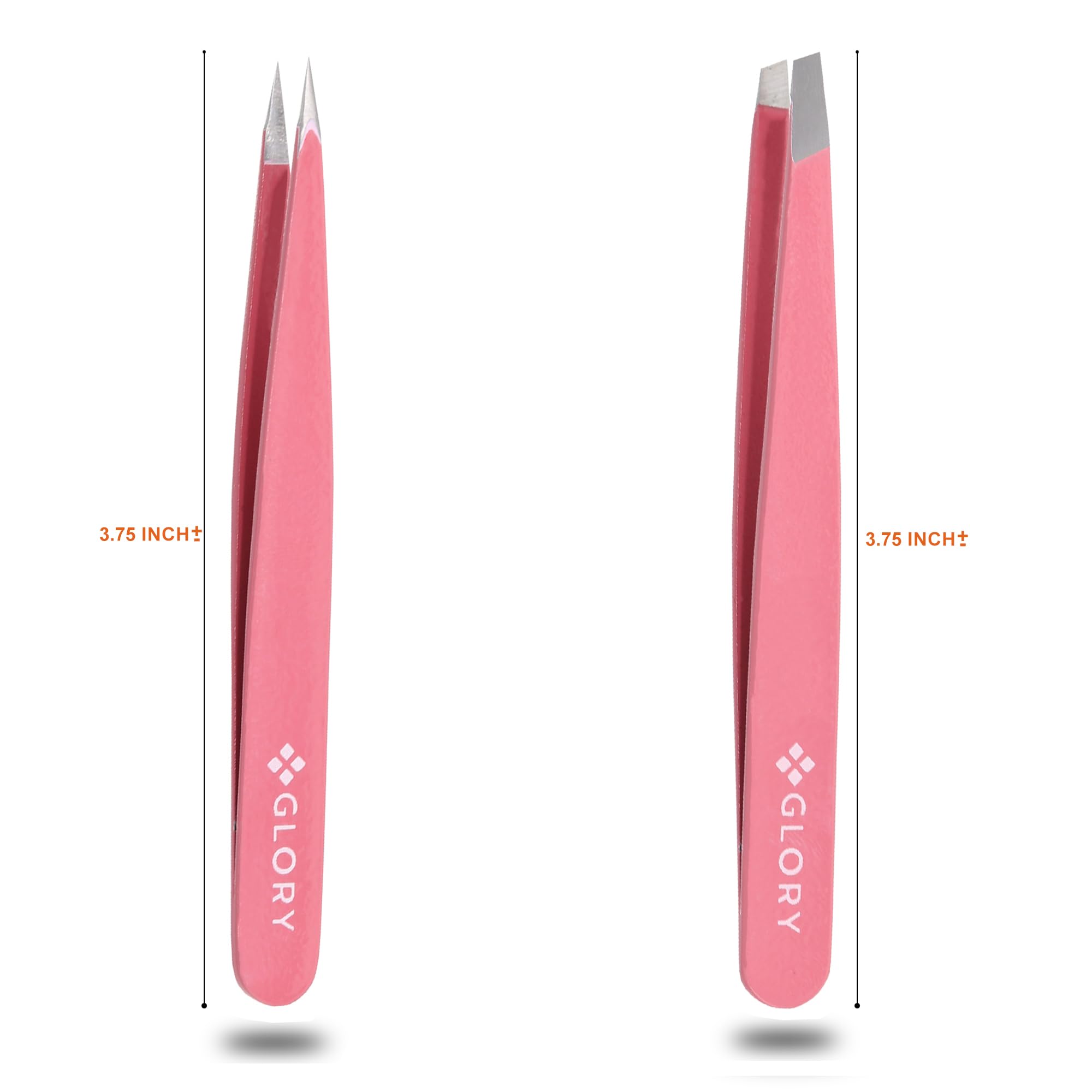 Glory Professional Precision Eyebrow Tweezers Series, Premium Stainless Steel Slanted & Pointed Hair Pluckers for Ingrown Hair, Splinters & Facial Grooming (Tweezers Set (Pink))