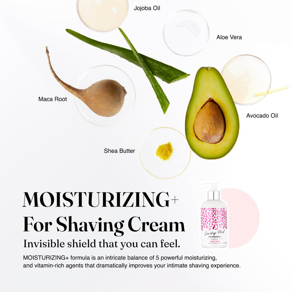 IntiMD Coochy Plus Intimate Shave Cream Sweet Bliss + Pre-Shave Elixir Moisturizer Oil Kit - HydroLock &Moisturizing PLUS Continuous Hydration Reliefs Razor Burn Bump Ingrown Hair