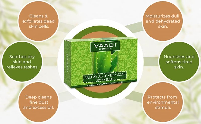 Vaadi Herbals Aloe Vera Soap 75 Grams (10.6 Ounces(Pack of 4 X 75 Grams))