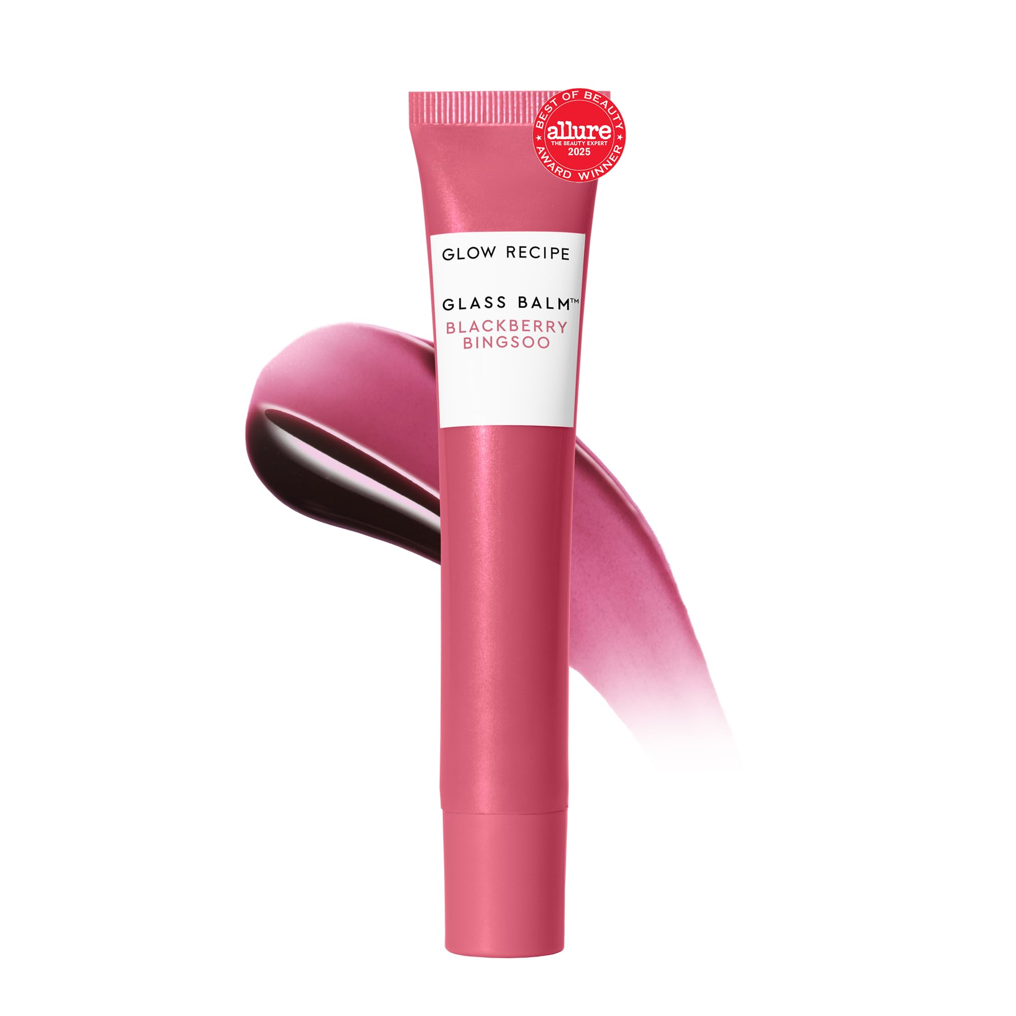 Glow Recipe Glass Balm Lip Treatment - 12Hr Hydrating Lip Balm & Moisturizer with Hyaluronic Acid to Smooth, Plump & Protect from Dryness - Sheer Berry High Shine Tint, Blackberry Bingsoo (15 ml)