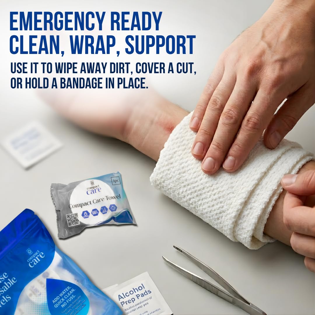 Compressed Towels 12 Pack - 100% Cotton Disposable Face Towels - Expandable Travel Towel Tablets - Disposable Towels for Camping, Hiking, Travel, Home & Personal Hygiene - Chemical-Free Hand Towels