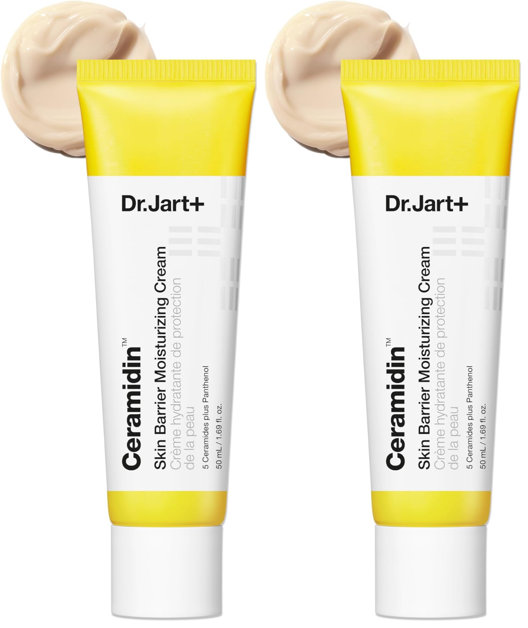 Dr.Jart+ Ceramidin Skin Barrier Korean Face Cream Moisturizer with Ceramides and Panthenol | Korean Skin Care, 1.69 Fl Oz (Pack of 2)