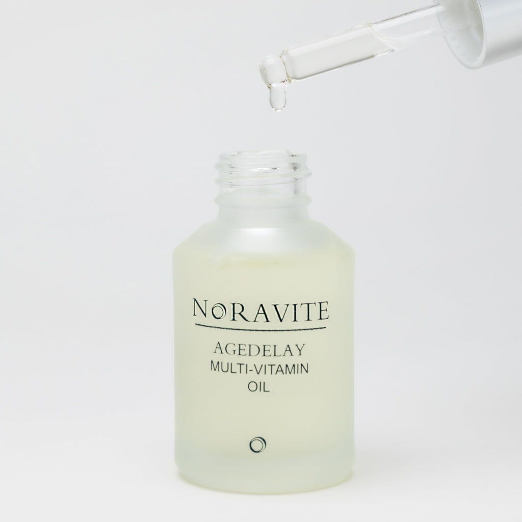 Noravite AgeDelay Multi-Vitamin Night Facial Oil - Intensive Skin Tightening Oil & Moisturizer - Nourishes Protects & Rejuvenates - Antioxidant Serum w/Vitamin E, Omega 3,6,9 & Seaweed - 30ml