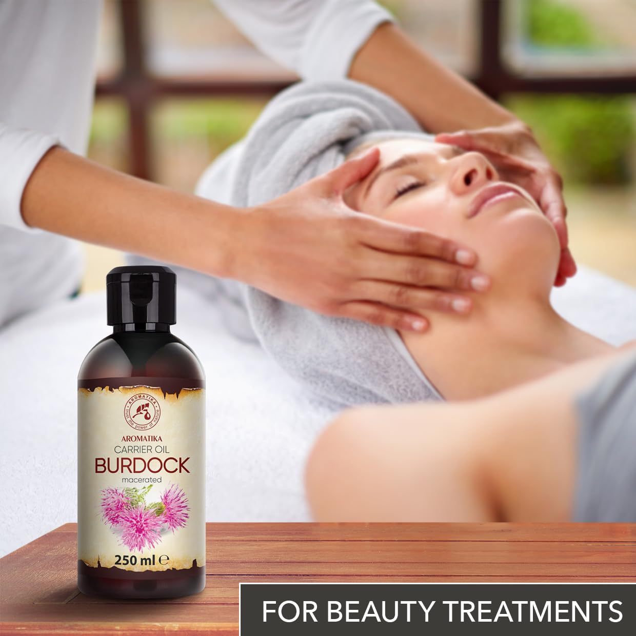 AROMATIKA Burdock Oil 8.45 Fl Oz (250ml) - 100% Pure & Natural - Arctium Lappa for Hair & Scalp - Carrier Oil for Nails - Skin - Lips - Face & Body Care - Glass Bottle - Oils Burdock Seed