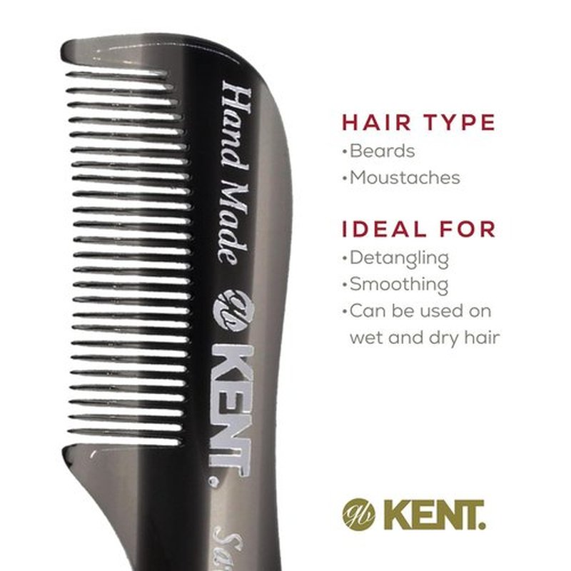 Kent A 81T X-Small Men's Beard and Mustache Pocket Comb, Fine Toothed Pocket Size for Facial Hair Grooming and Styling.Saw-cut Hand Polished. Made in England (Pack of 2)(Tortoiseshell/Graphite)