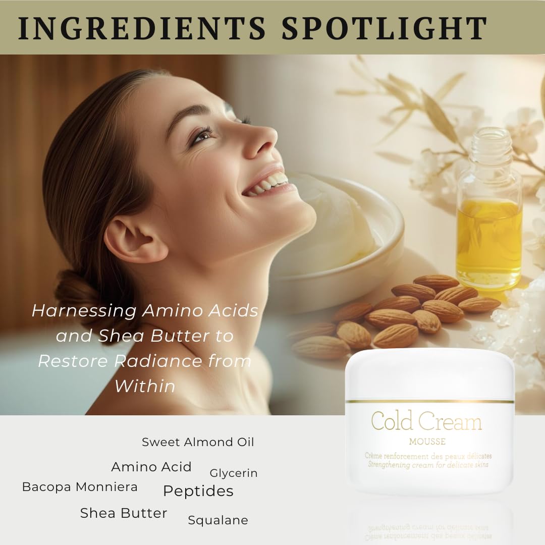 Gernetic Cold Cream Mousse, Strengthening Daily Face Moisturizer for Delicate Sensitive Skin, Lightweight Texture, 50ml/ 1.7 oz