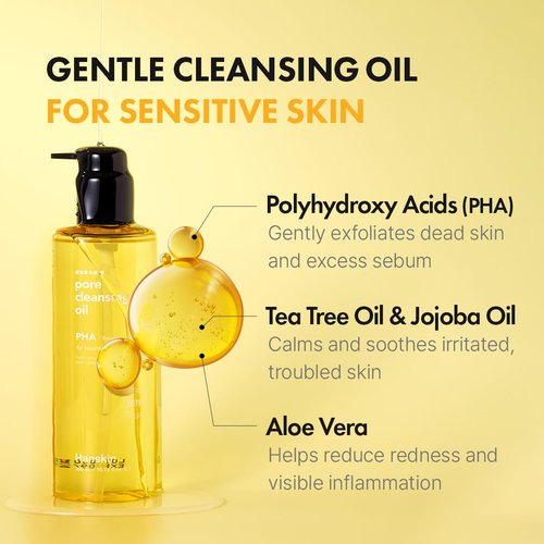 Hanskin PHA Pore Cleansing Oil - Deep Cleansing Makeup Remover for Sensitive Skin | 10.14oz
