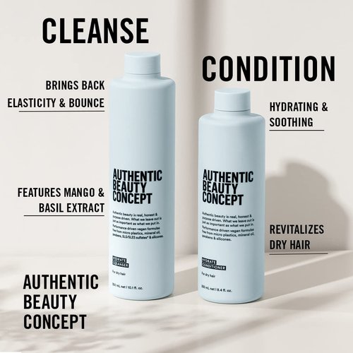 Authentic Beauty Concept Hydrate Cleanser - Moisturizing Shampoo for Normal to Dry or Curly Hair | Vegan & Cruelty-Free