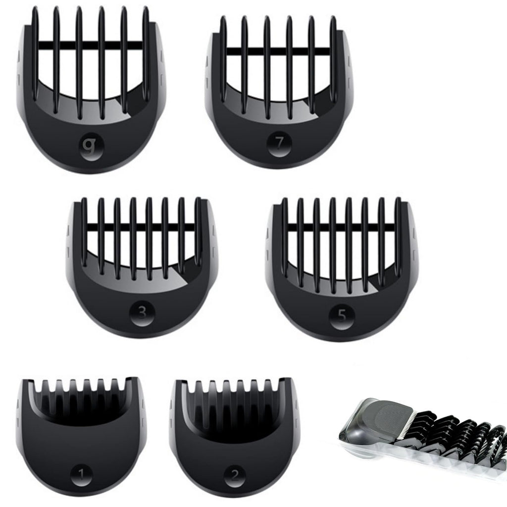 Beard Trimmer Replacement Head Compatible with Series 5，6 and 7 .1/2/3/5/7/9mm 6pcs Comb Trimming Attachment, for Electric Shavers 5018s5020s6075cc 7071cc7075cc7085cc7020s，5050cs6020s 6072cc