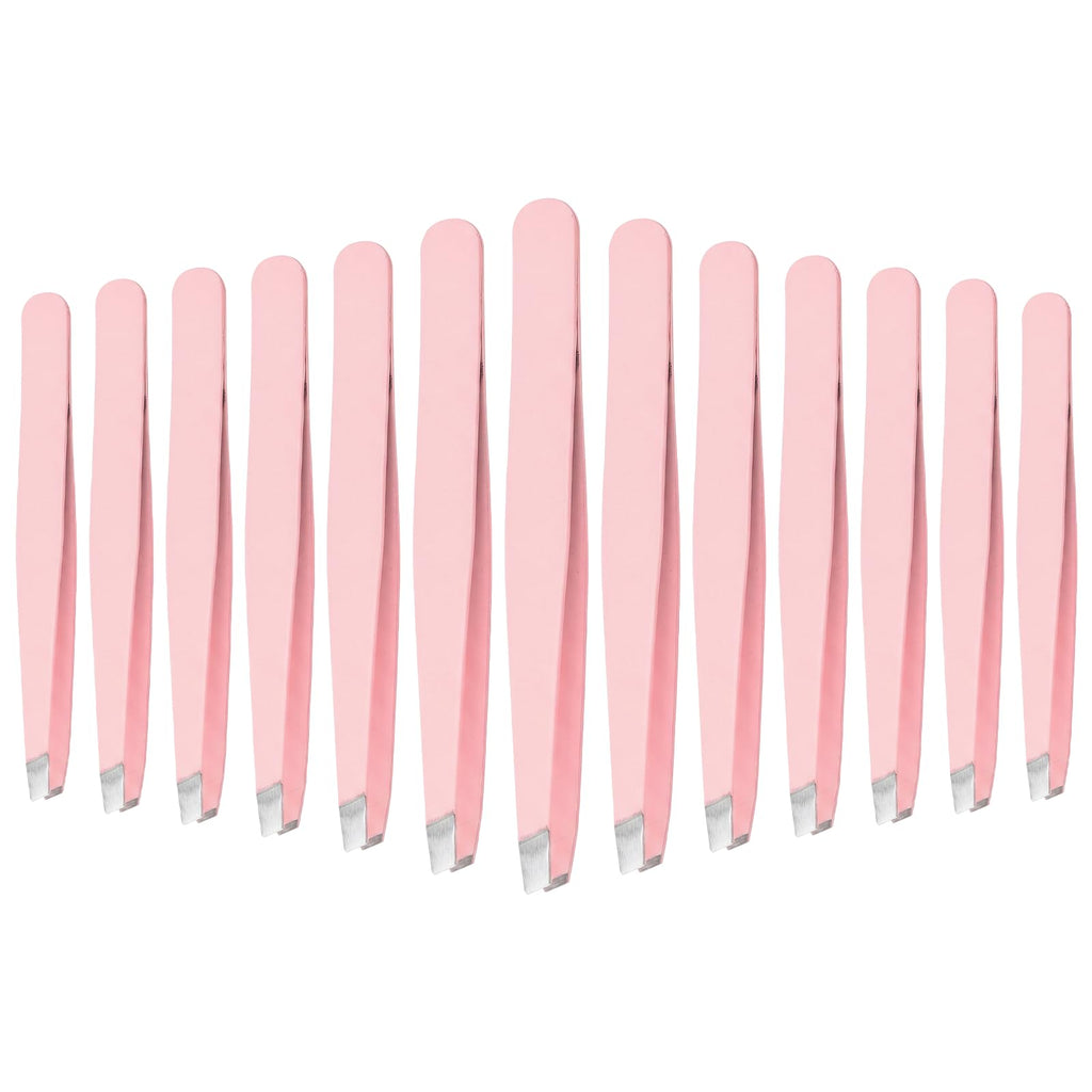 A set of 64 Decorative Eyebrow Tweezers, Featuring Stainless Steel Angled Tweezers, Pink Tweezers suitable for Personal Care, Removal of Hangnails, Facial Hair Management, and Eyelash Grafting.
