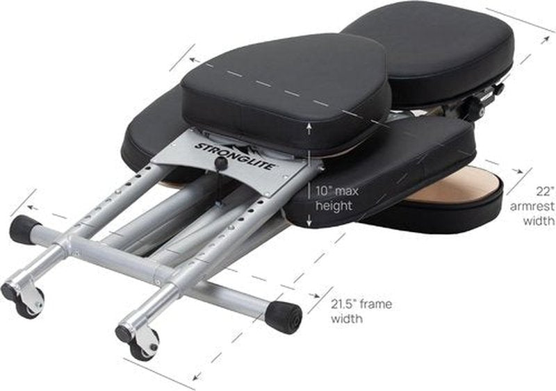 Stronglite Portable Massage Chair Ergo Pro II - Ultra-Lightweight, Foldable Spa Chair with Wheels & Carry Case (600lbs Capacity) - Black