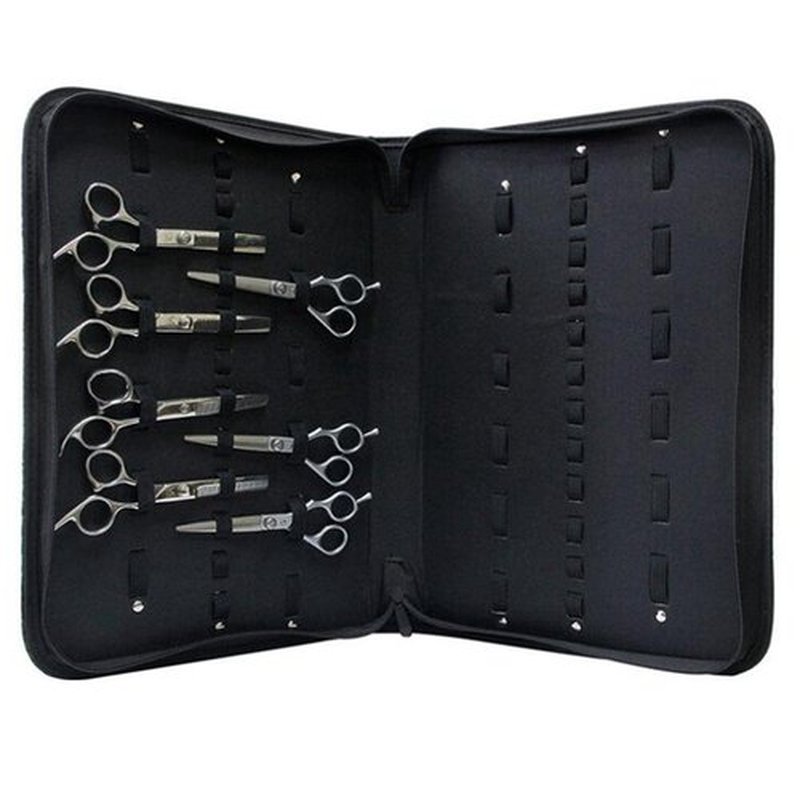 PU Leather Hair Scissor Holder Pouch Cases for Hairdressers, Salon Hairdresser Tools organizer Bag (Black)