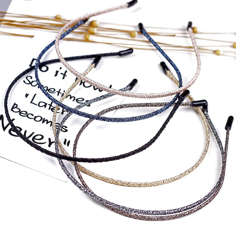 WOVOWOVO 4mm Thin Headbands for Women Plastic Skinny Womens Headband, 6 PCS Shiny Girls Headbands Trendy Sparkly Hair Accessories for Women Girls Teens, Solid Colors