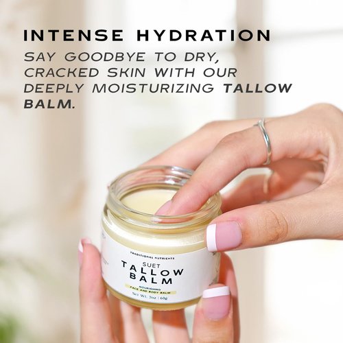 TRADITIONAL NUTRIENTS Tallow Balm - Vanilla Bean Scented, made with Honey and Beeswax - Grass Fed Beef Tallow Balm - Made from Suet Tallow
