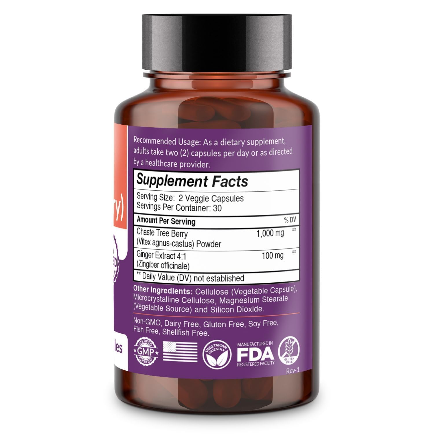 Intimate Rose Vitex Chasteberry Supplement for Women, 1000 mg - Chaste Tree Berry for Hormone Balance, Fertility & PMS Support, Regulate Cycles - 60 Capsules
