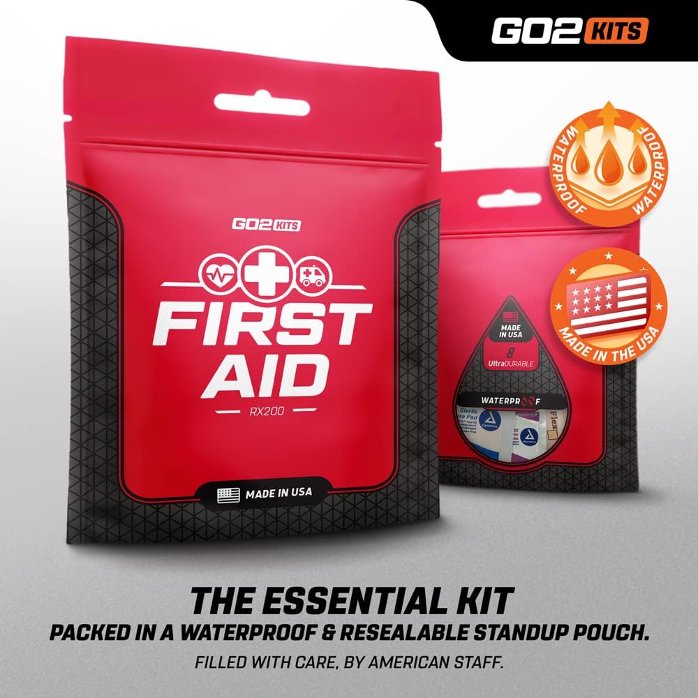 Go2Kits 38-Piece First Aid Kit 2.0, Basic Plus Emergency First Aid Kit for Home, Work & Travel, Red, 38 Pieces, 3-Pack (RX200)