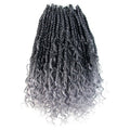 Niseyo Goddess Box Braids Crochet Hair 10 Inch 8 Packs Short Boho Style Crochet Box Braids Grey Pre Looped Curly Ends Synthetic Hair (Tgrey/Ombre Gray)