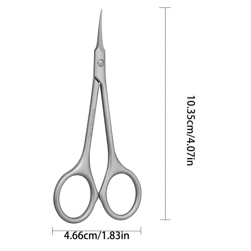 XGIZMOO Cuticle Scissors Extra Fine Curved Blade,Precise Stainless Steel Long Handle Professional Grooming Manicure Scissors for Nail, Eyebrow, Eyelash, Dry Skin