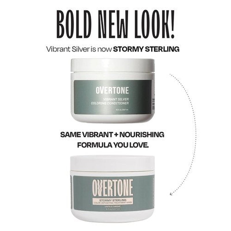 Overtone | Semi-Permanent Hair Color Conditioner - Stormy Sterling, 8 oz | Nourishing & Damage-Free Color Depositing Mask with Shea Butter & Coconut Oil