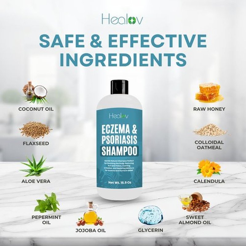 Eczema Shampoo – All-Natural Dermatitis & Psoriasis Treatment for Dry, Itchy, Flaky Skin – Daily Dandruff & Scalp Treatment – Itchy Scalp Relief for Men, Women & Kids – Eczema Soap Shampoo 16.9 oz