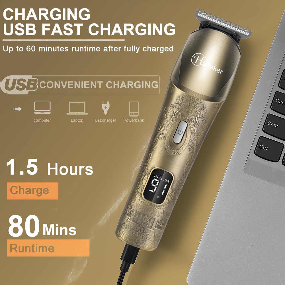 Hatteker Upgraded Beard Trimmer for Men Waterproof Cordless Hair Clipper Electric Razor Shaving Grooming Kit with Mustache Face Nose Body