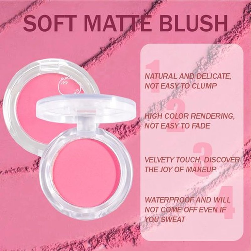 Regine Switzerland Matte Powder Blush - Long-Lasting Natural Cheek Color, Lightweight & Vegan | #02 Petals Pink