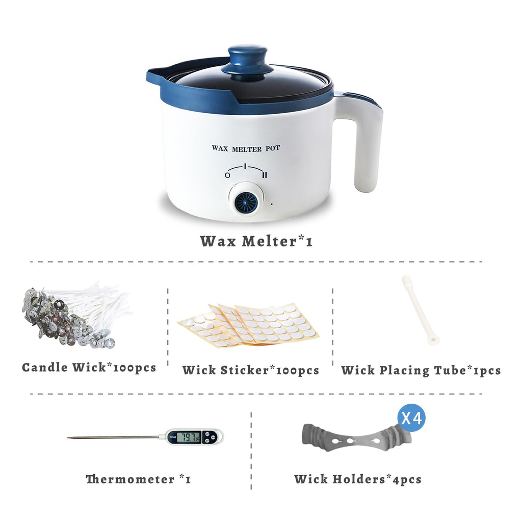 Ksedcon Wax Melter for Candle Making with Thermometer, Electric Wax Melting Pot Kit with Wicks, Double Candle Making Crock Set with Measurements