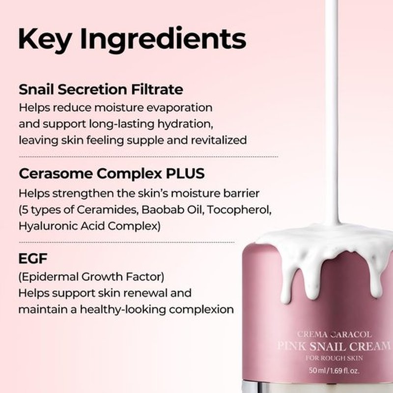 Jaminkyung Pink Snail Cica Cream for Sensitive Skin | Soothing Korean Moisturizer with Peptides & HA for Redness Appearance | Lightweight Gel-Cream for Oily & Blemish-Prone Skin 1.69 fl oz
