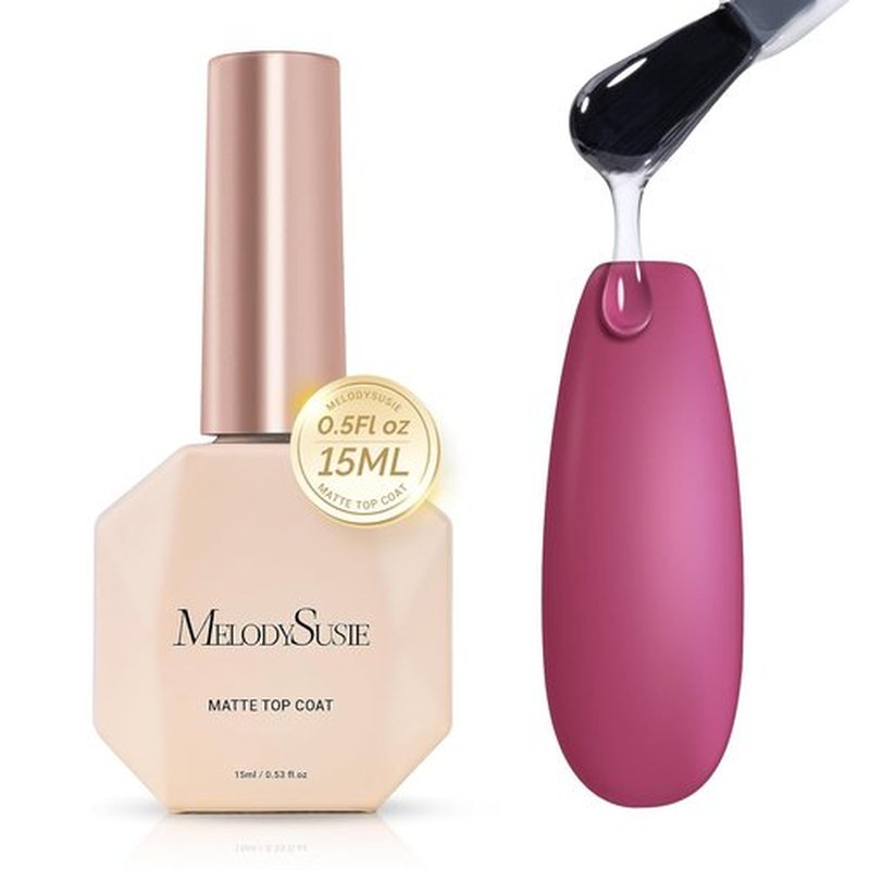 MelodySusie 15ML No Wipe Matte Gel Top Coat - Long-Lasting Finish for Clear Nail Gel & Acrylics | Perfect Gift for DIY & Nail Salons