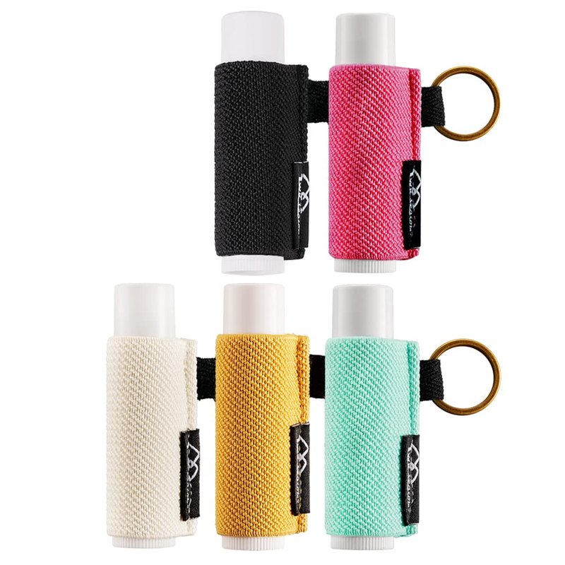 WK IEASON Lip Balm Holder - Keychain Clip for Chapstick & Lipstick | Pack of 5 in Beige, Green, Yellow, Black, Rose