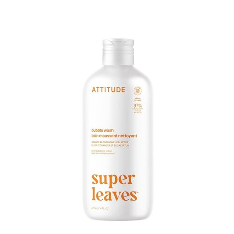ATTITUDE Bubble Bath - EWG Verified, Plant-Based & Vegan - Orange Blossom & Eucalyptus, 16 Fl Oz