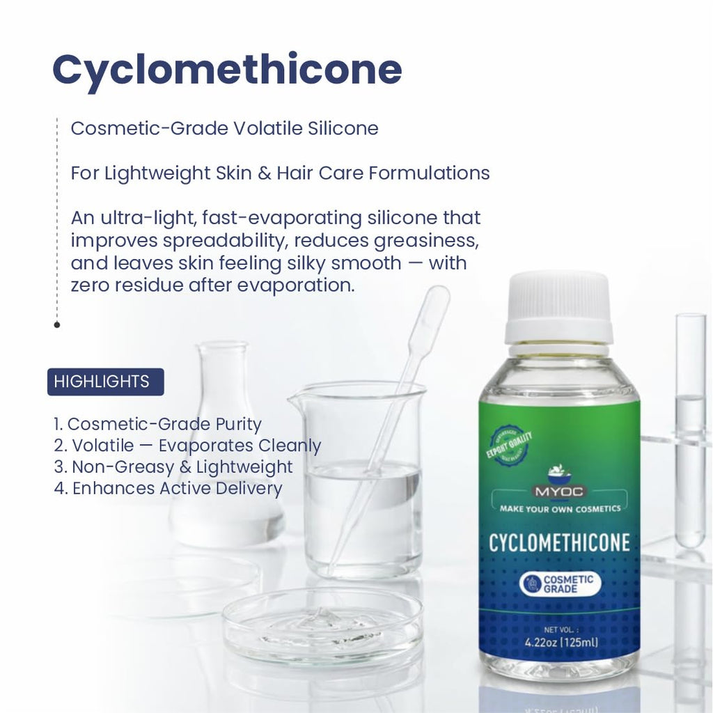 MYOC Cyclomethicone Liquid (120 ml / 4.05 fl oz) - Cosmetic Grade For DIY Serums Lotions Hair & Body Care