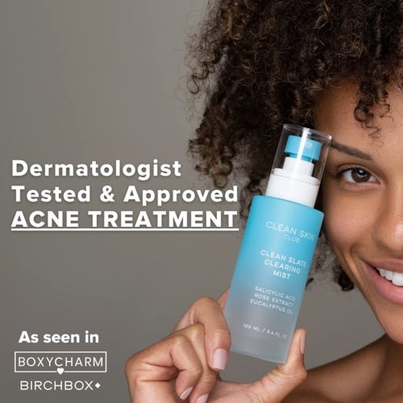 Clean Skin Club Acne Clearing Mist - Salicylic Acid & Rose Extract | Lightweight Acne Treatment Spray | Dermatologist Approved
