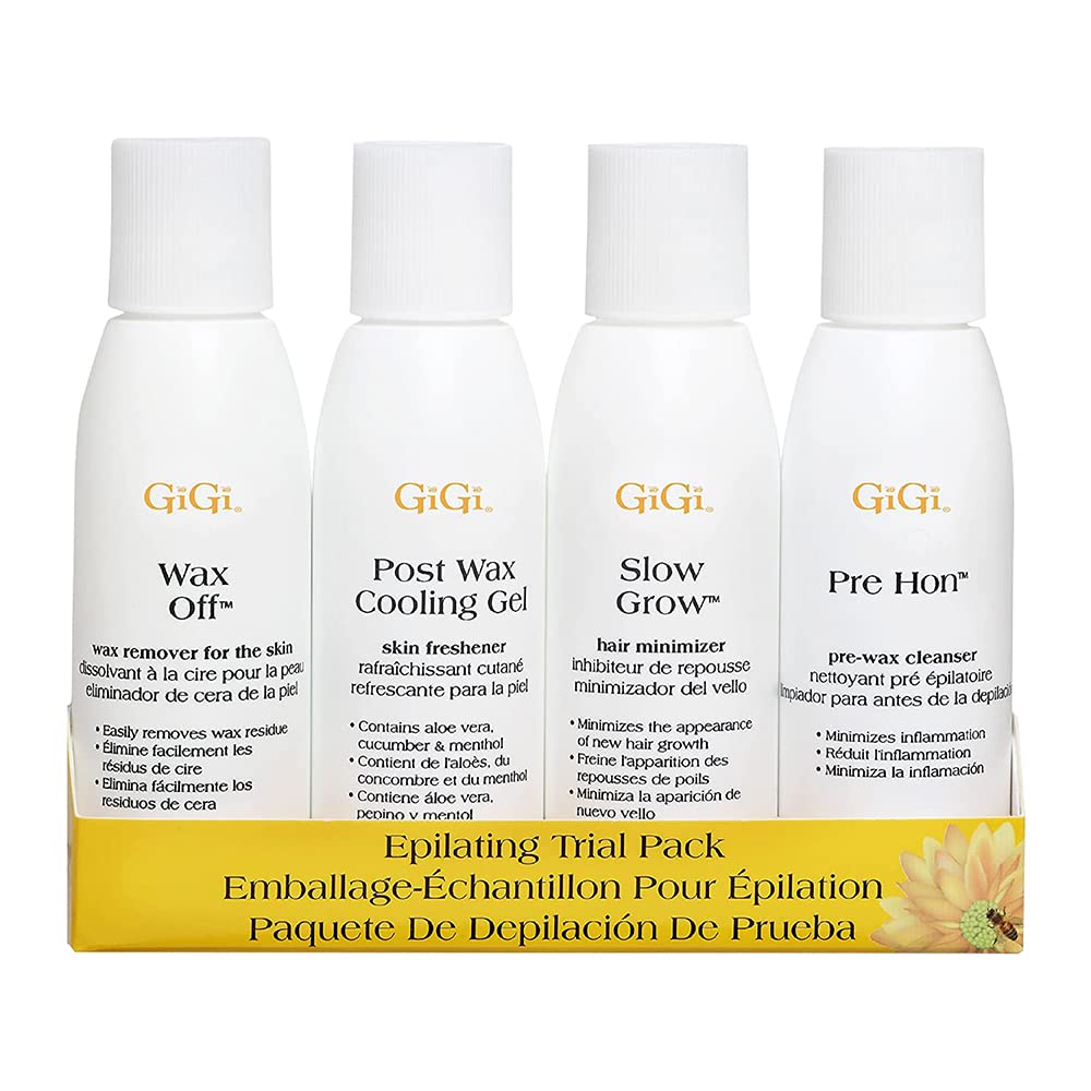 GiGi Post Waxing Essentials Kit, Pre & Post Wax Care Set, Skin Prep & Aftercare for Smooth Hair Removal, with Honey, Aloe Vera, and Argan Oil, 2 oz Each