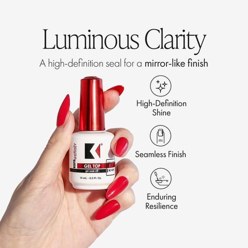 KUPA GelFinity Gel Top Coat - No-Wipe High Gloss Shine & Chip-Resistant Soak-Off Sealer | 0.5 Fl Oz