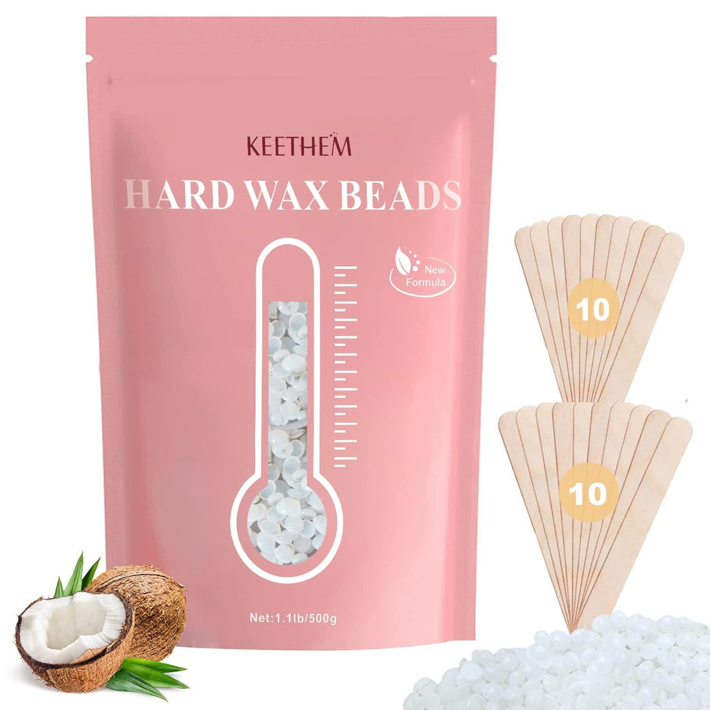 Keethem 500g/1.1lb Wax Beads Suitable for Coarse Hair Removal,Hard Wax Beads Brazilian Bikini Waxing At Home, Wax Beans for Women Men Face, Eyebrow, Body, Legs, Armpit(Coconut)