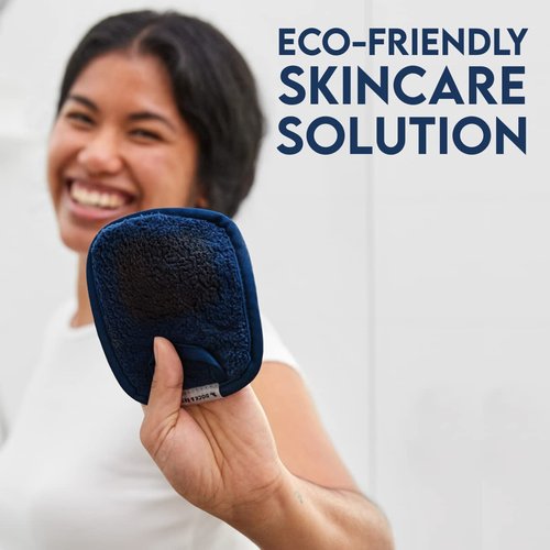 Dock & Bay Reusable Makeup Pads - Face & Skin Cleaner - Ultra Soft, Washable - 3 Pack with Included Wash Bag - (12x10cm) - Nautical Navy