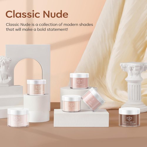 Modelones Acrylic Powder 6 Colors Acrylic Nail Powder Kit Skin Tones Brown Neutral Milky Daily Elegant Nail Acrylic Powder for 3D Acrylic Nail Art Nail Extension No Nail Lamp Needed