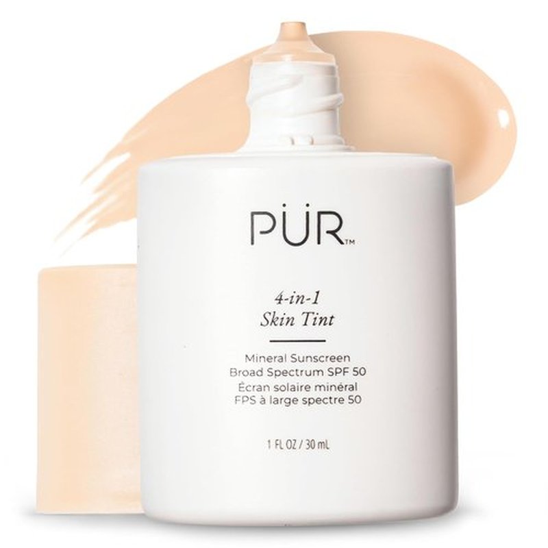PÜR MINERALS Tinted Sunscreen for Face - 4-in-1 SPF 50 Mineral Protection & Moisturizer - Lightweight, Buildable Formula