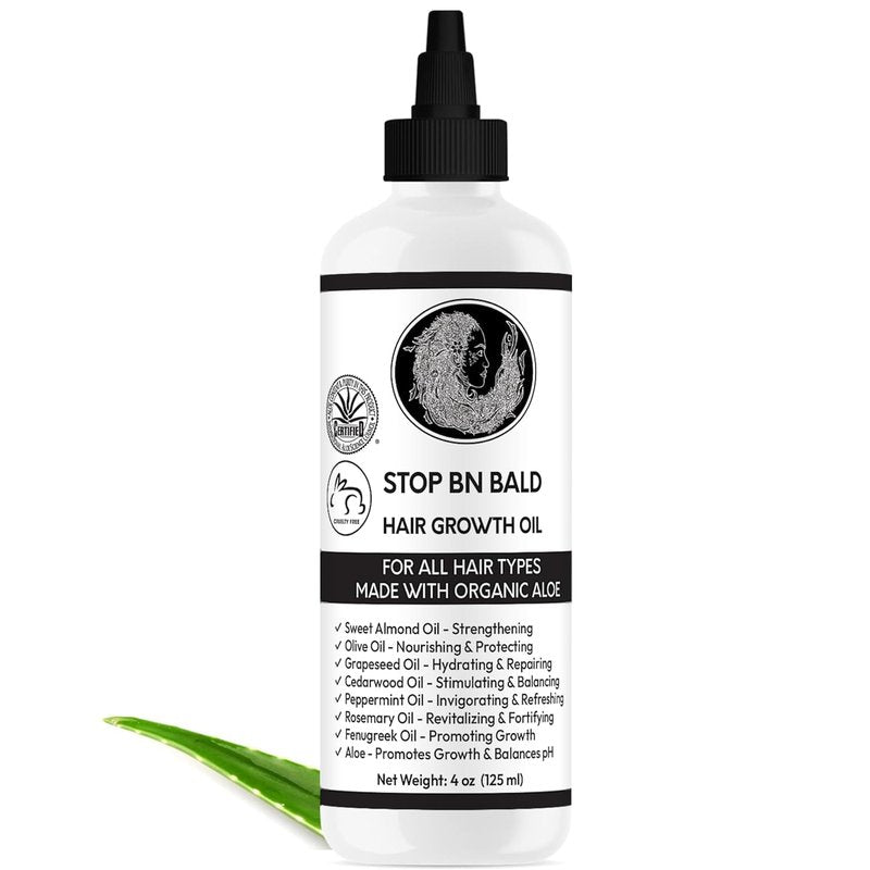 STOP BN BALD - Natural Hair Oil Blend with Organic Aloe for All Hair Types – Lightweight Scalp & Hair Moisturizer – Adds Shine, Softness & Manageability – For Men & Women