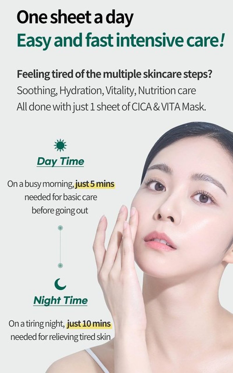 COSNORI Cica X Vita Daily Pure Mask, 30 Sheets (11.8 fl oz / 350 ml) — Vegan, Hypoallergenic, Weakly Acid, Moisturizing Korean Skin Care