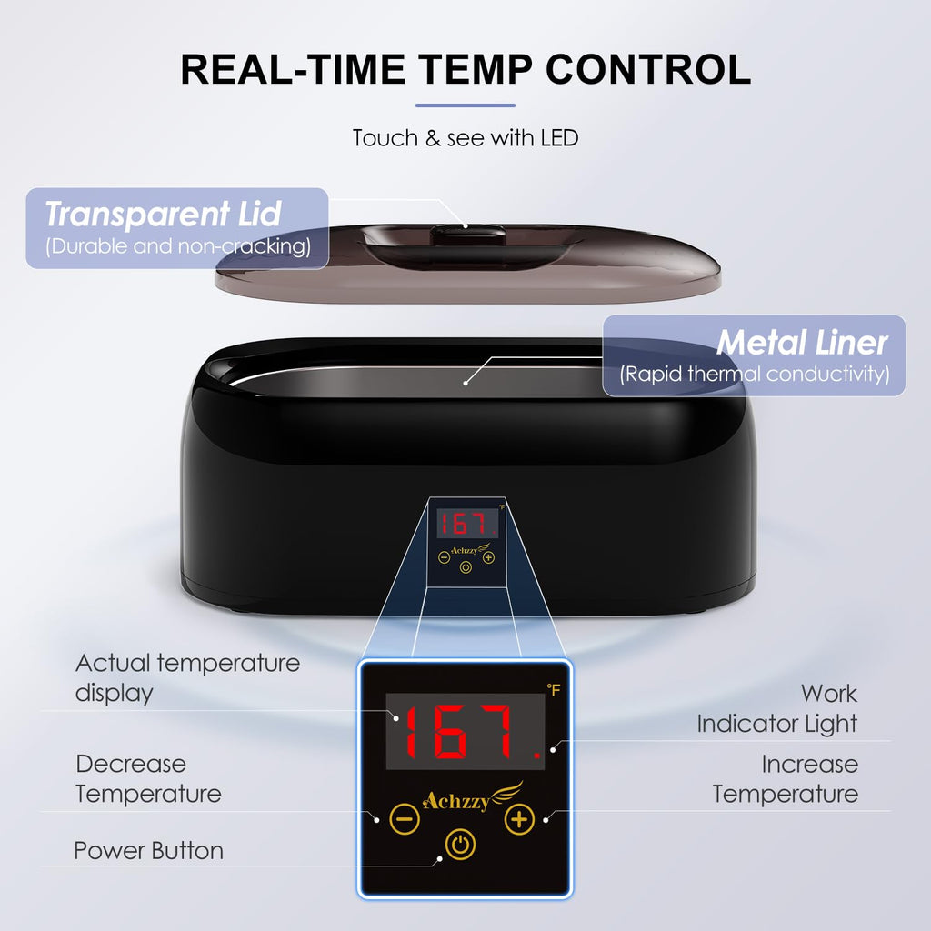 Achzzy 4000ml Paraffin Wax Machine for Hand and Feet - Professional Wax Warmer with 200W Thermal Core, LED Real-time Temp Control & 167°F Rapid Melting, Intense Hydration with Hand Wax Paraffin Bath