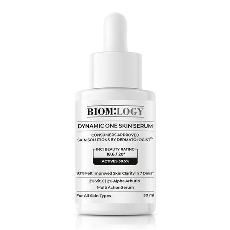 Biomlogy All-in-One Skin Serum with 38.5% Actives | 20% Niacinamide, 2% Vitamin C & 2% Alpha Arbutin | Multi-Benefit Formula for Smoother, Clearer & Even-Looking Skin | 1.01 Fl Oz (30 ml)