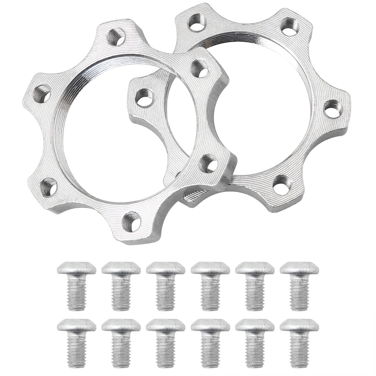 JJHXSM 2pcs Bike Freewheel Threaded Hubs Disk 44mm Brake Rotor 6 Bolt Flange Adapter with 12 Screws