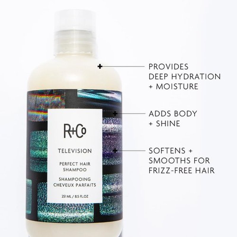 R+Co TELEVISION Perfect Hair Shampoo - Hydrating & Smoothing Cleanser for All Hair Types, Adds Shine & Softness