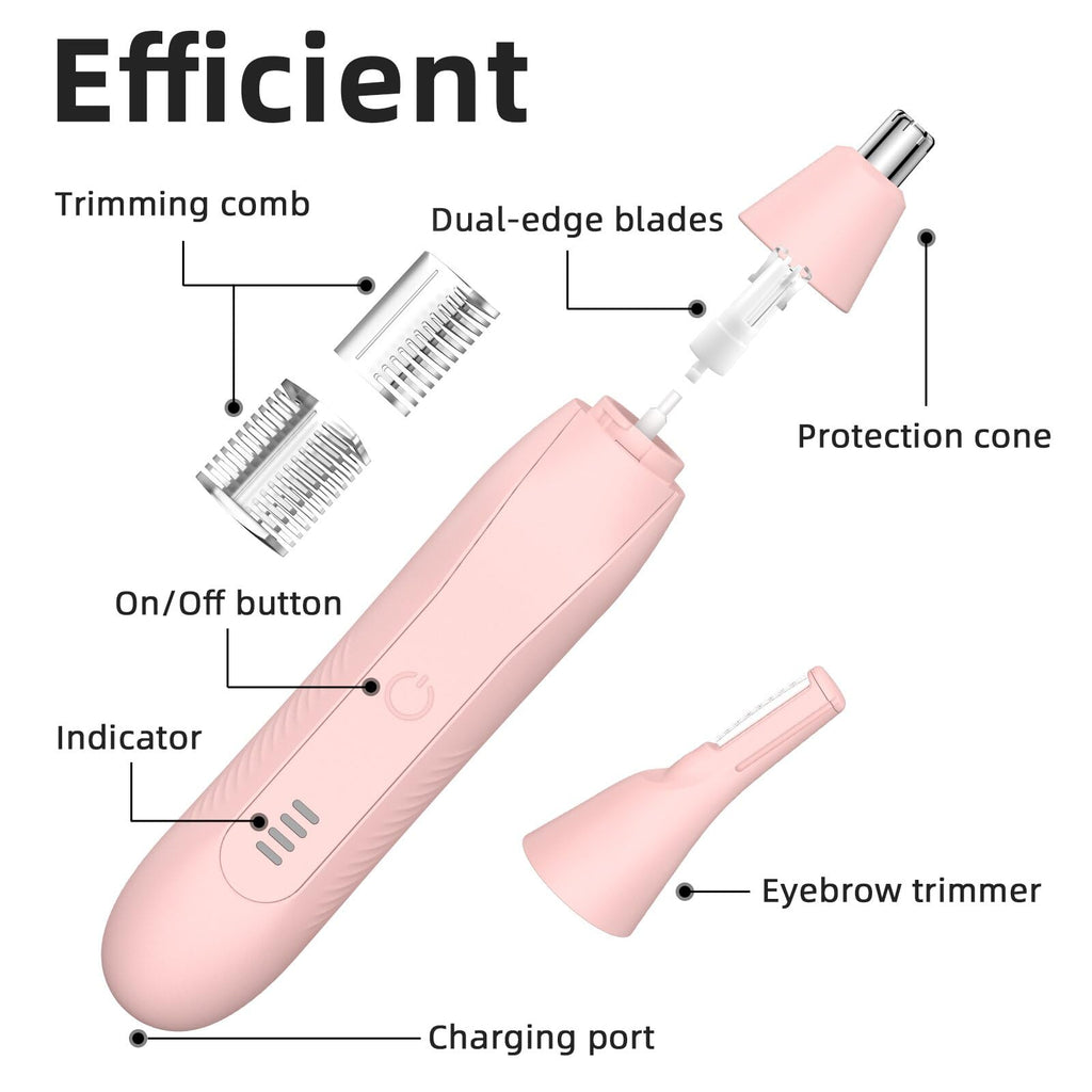 Setonia Ear and Nose Hair Trimmer for Men Women, Eyebrow and Facial Hair Trimmer with Powerful Motor and Dual-Edge Blades Rechargeable Painless 2 in 1 Metal Trimming Tool (Beige)