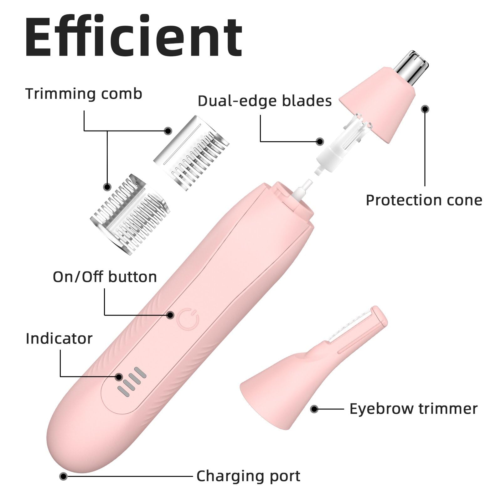 Setonia Ear and Nose Hair Trimmer for Men Women, Eyebrow and Facial Hair Trimmer with Powerful Motor and Dual-Edge Blades Rechargeable Painless 2 in 1 Metal Trimming Tool (White)